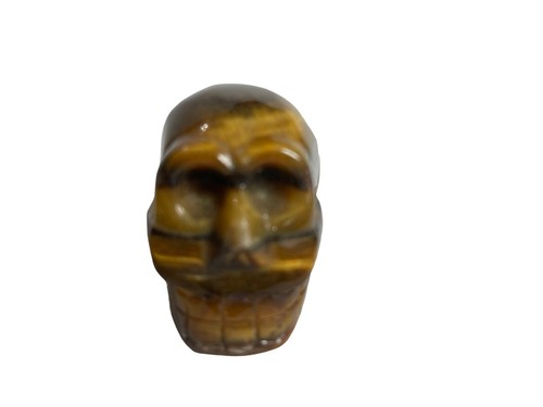 Gold Blue Tiger Eye Carved Skull Pendant 1.5inch 1.9oz Reiki Healing Crystal - Picture 4 of 8