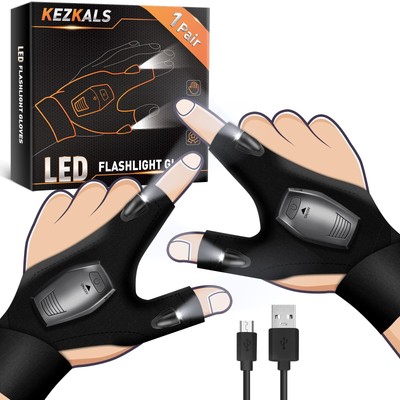 Outdoor Angeln Handschuhe 2 LED Taschenlampe Handschuhe Auto Reparatur Camping