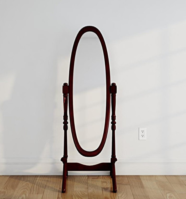 Oval Oblong Cheval Tilting Full Length Floor Mirror On Stand Cherry Wood Frame Oval Oblong Cheval Tilting Full Length, Full Length Tilting Mirror