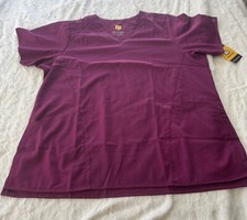 WonderWink Scrub Top Womens Maroon Modern Fit V Neck Work Shirt XL