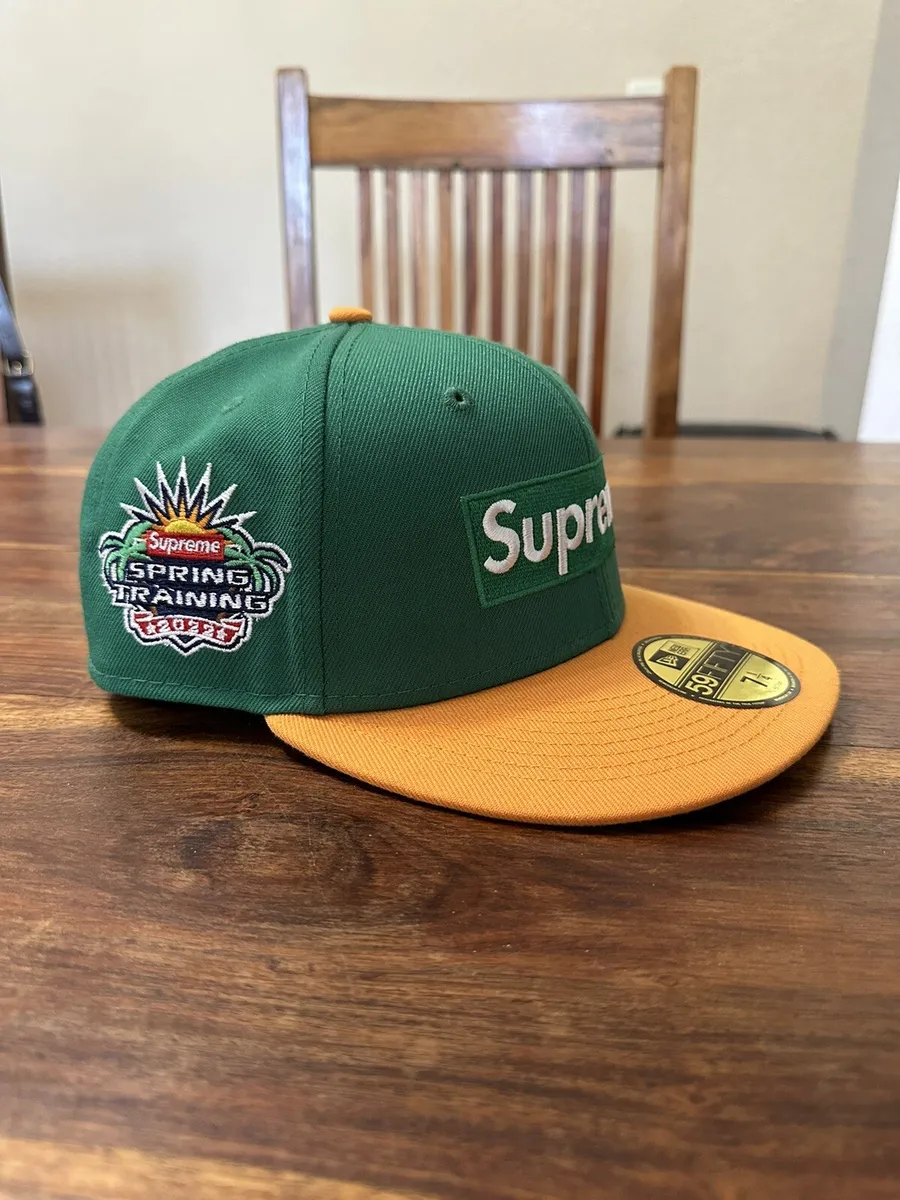 SUPREME 2-TONE BOX LOGO NEW ERA 59FIFTY 7 1/4 GREEN YELLOW hat cap 