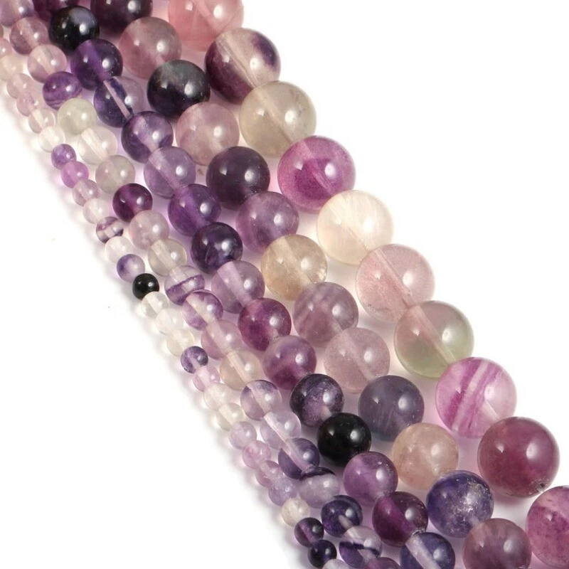 Круглые бусины россыпью из натурального фиолетового флюорита 4-12 мм для изготовления ювелирных изделий сделай сам - Изображение 4 из 4