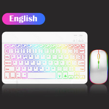 10 Inch Backlit Bluetooth Keyboard  Mouse for iPad, Android, Windows