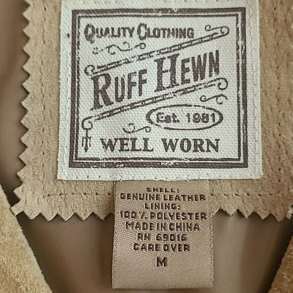 Ruff Hewn Tan Suede Leather Jacket size M - Image 2 of 4
