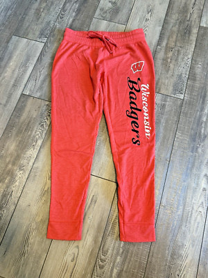 Wisconsin Badgers Joggers Sweatpants Super Soft & Comfy Red Womens Size Medium