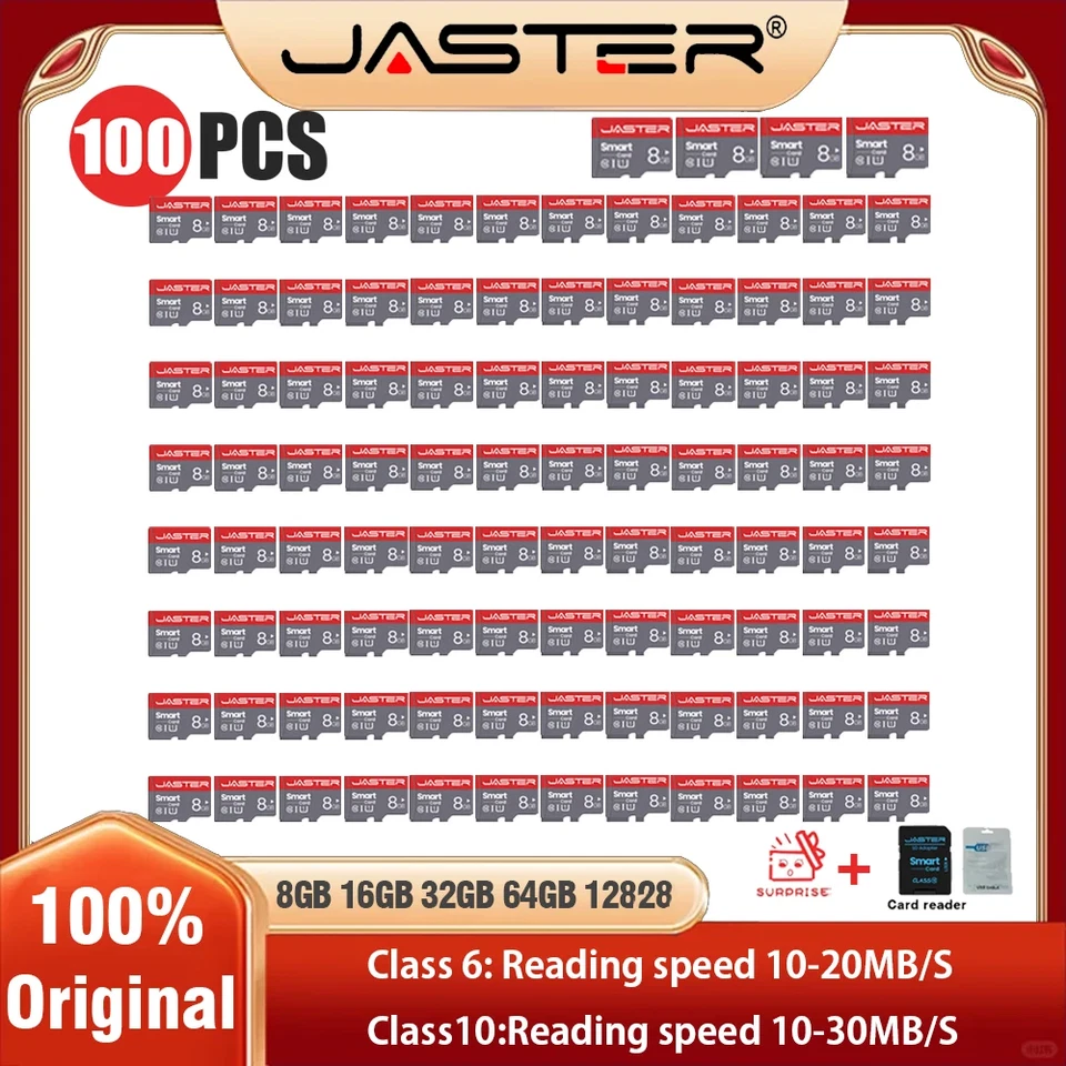 LOTE DE 100 PIEZAS Tarjeta SD Inteligente 128G TF Tarjeta Flash para Cámara Teléfono 64GB Memoria Original Foto 2 de 4