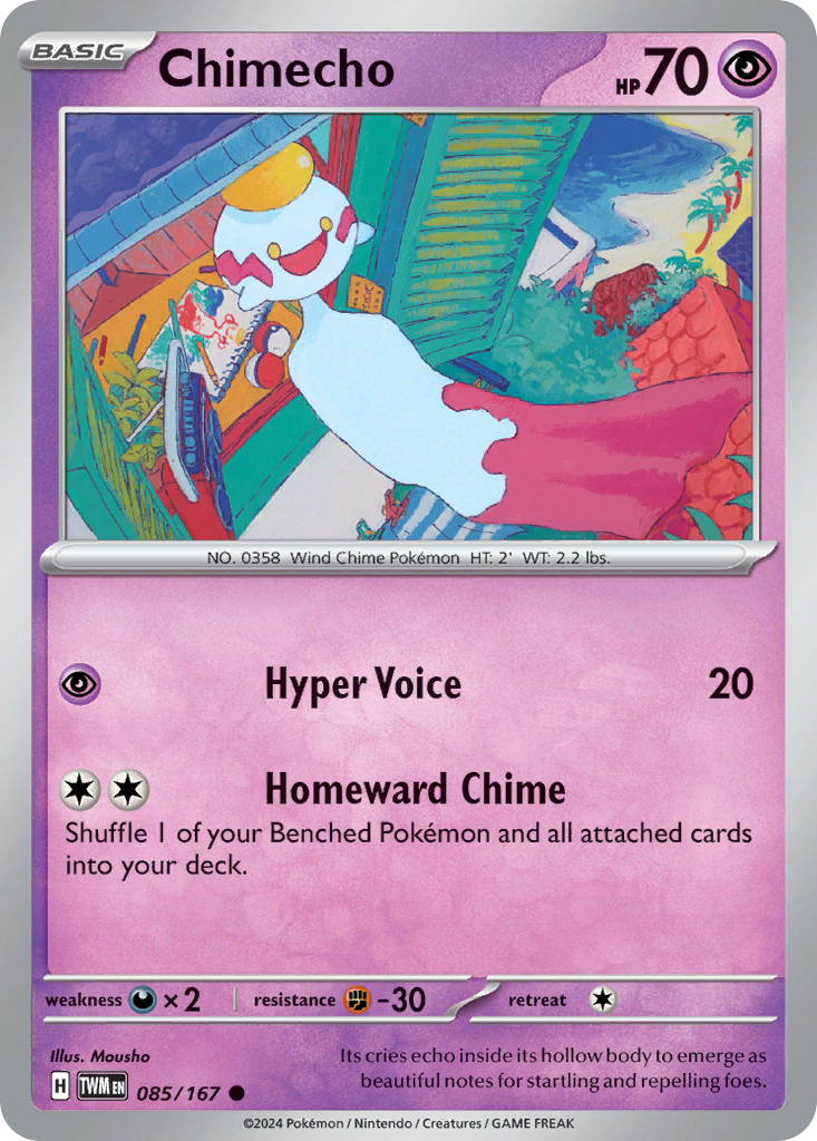 chimecho pokemon card value Chimecho 85/167 Common | Twilight Masquerade | Pokemon Card