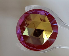 Round Faceted Jewels- German Made- Trans Gold Ruby Iridescent- Multiple Sizes