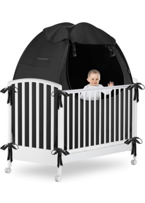 Blackout Crib Tent Safety Pop Up Tent,Protects from Climbing Out and Travel 