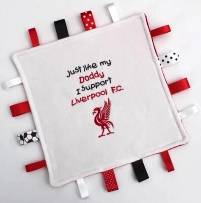 Liverpool FC Taggy Comforter Blanket, Baby Boy Girl Taggies Gift, Personalised
