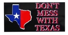 Don't Mess With Texas Black State Vinyl Decal Bumper Sticker 3.75"x7.5"