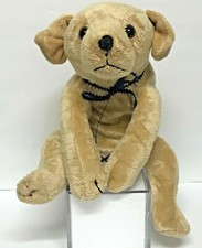 UNBRANDED 11" Brown PUPPY DOG Blue Bow Plush Stuffed