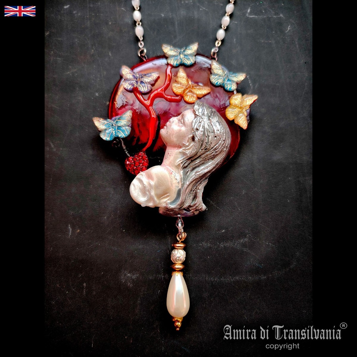 Art Deco Nouveau Belle Epoque Jewellery Pendant Jewelry Tree of Life  Butterfly