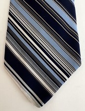 VTG Vapre Tie Necktie Blue White Gray Diagonal Stripe Polyester