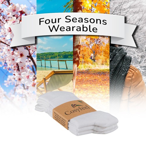 Cosyfeel® Women Crew Dress Socks 3-Pack Bamboo Material Durable Seamless Toe - Picture 19 of 133