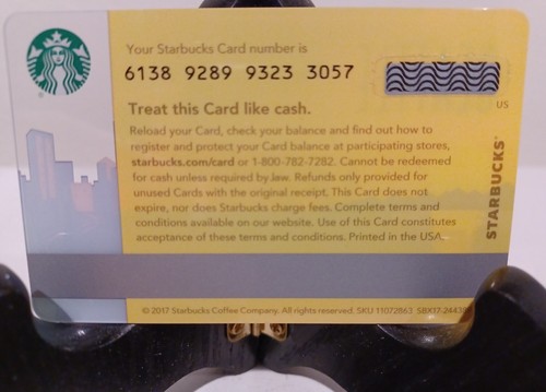 STARBUCKS CARD 2017 "DOWNTOWN SEATTLE AT SUNSET " A REAL BEAUTY~GREAT PRICE~NEW - Picture 2 of 4