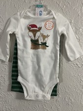 NWT Carter's Christmas Santa Reindeer 2pc Bodysuit  Green Pant Set, 3 Months