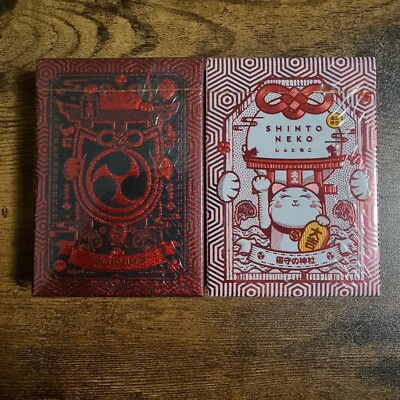 Shinto Neko Rot & Schwarz Spielkarten Neu Versiegelt Japan Schrein Katzen Charmie Deck