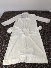 Vintage Vanity Fair Zip Robe Night Dressing Gown Ivory Velvet Embroidered M