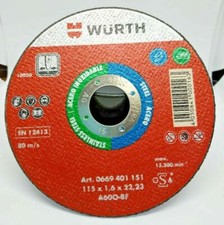 DISCO SMERIGLIATRICE RINFORZATO TAGLIO WURTH 115 x 1.6 FERRO ACCIAIO INOX GHISA