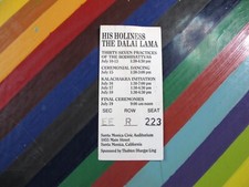 vtg Dalai Lama memorabilia Los Angeles 1989 ticket Santa Monica Auditorium