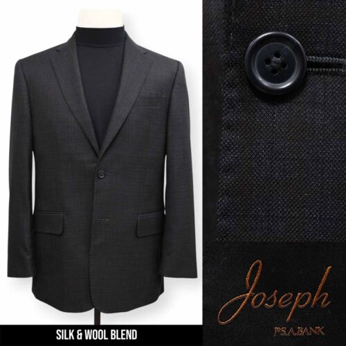 JOSEPH JOS A BANK mens gray grid SILK WOOL sport coat suit jacket blazer 39 40 R