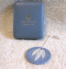 WEDGWOOD ANGEL, BLUE JASPERWARE WITH ORIGINAL BOX,  2  1/4" CHRISTMAS ORNAMENT