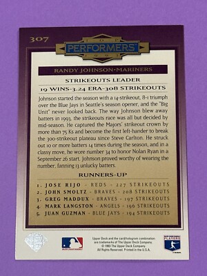 1994 Upper Deck Randy Johnson Top Performers Strikeouts Leader