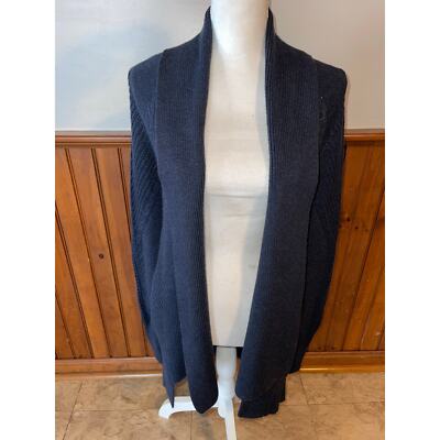 Womens Cabi Navy Blue Countryside Cable Knit Open Front Cardigan Sweater Size XS