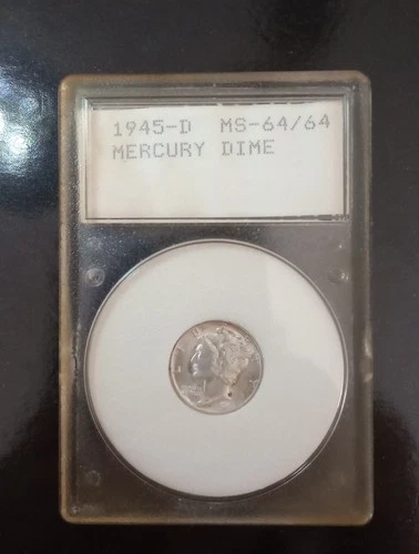 1945-D Mercury Dime, Slabbed, Almost Uncirculated