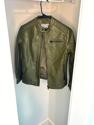 leather jacket kids, boys dark green Original Marines, 11/12 year olds, zip up.