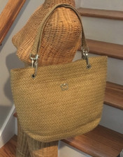 Eric Javits Squishee Beige Woven Straw Tote S...