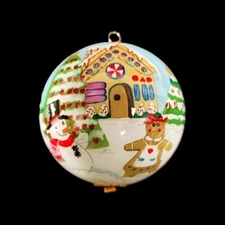 Pier 1 Dated 2003 Li Bien Reverse Painted Inside CHRISTMAS Ball Ornament Vintage