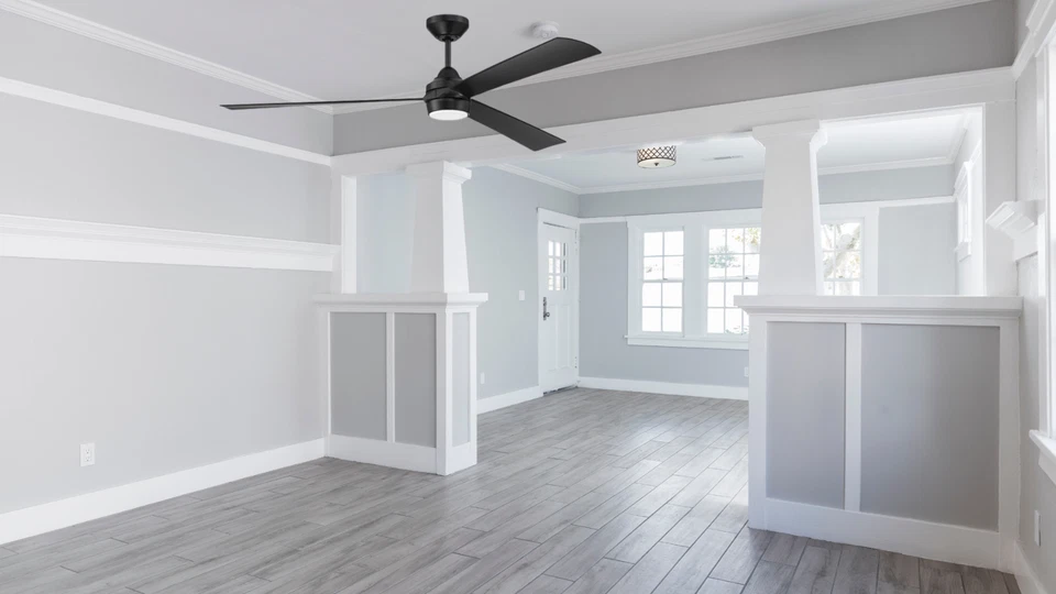 Ventilador de techo LED inteligente de 3 aspas moderno hecho a mano de 60" para interior/exterior Foto 3 de 4