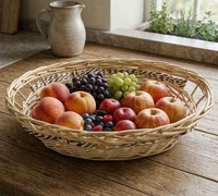 Schale Aus Weide Oval 46X39 Cm, Blumen Obst Brot Bad Aufbewahrungs KöRbchen Korb
