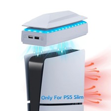 Mcbazel Upper Cooling Fan for PS5 Slim Overheat Protection RGB White