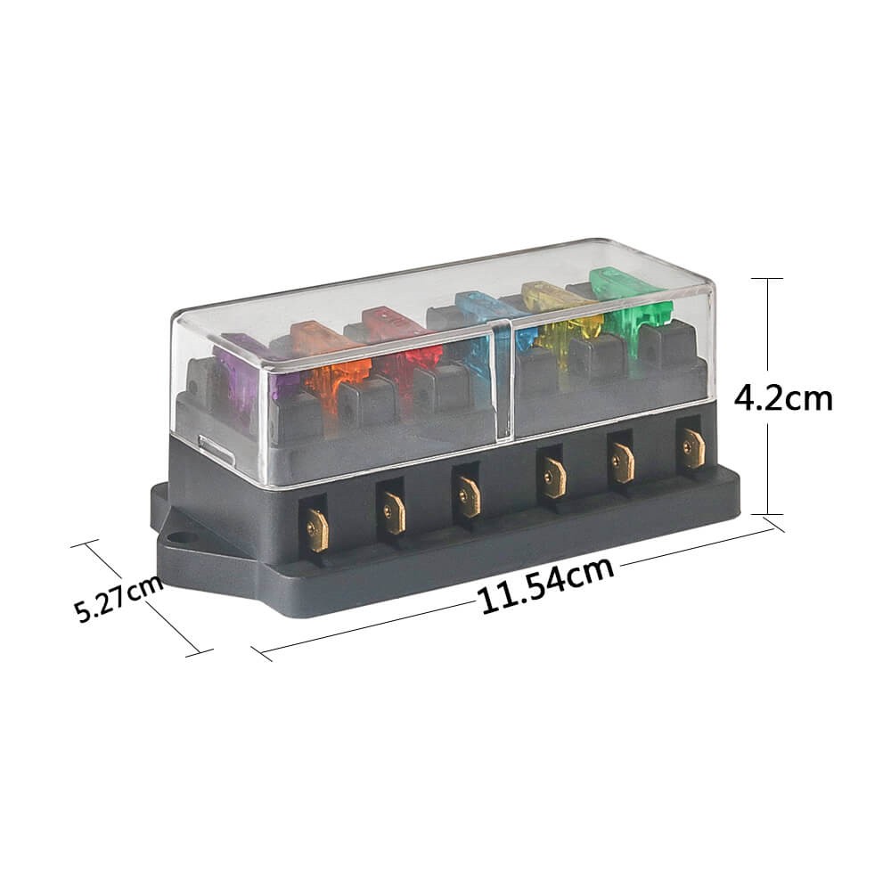 6 Way Car Circuit Standard Blade Fuse Box Block Holder Fuse For Motorcycles