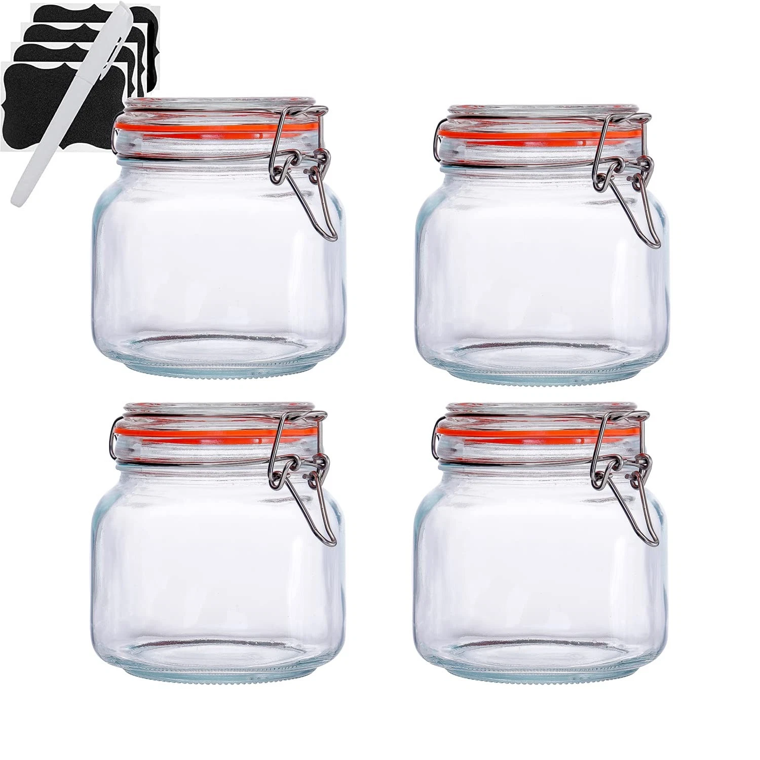 Hovico 25 oz Glass Jars With Airtight Lids And Leak Proof Rubber 25oz*4-Round