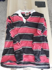 Pre-Worn BARBARIAN Men's Rugby Jersey. Med. SOHO Stripes Red/Wht/Blk.