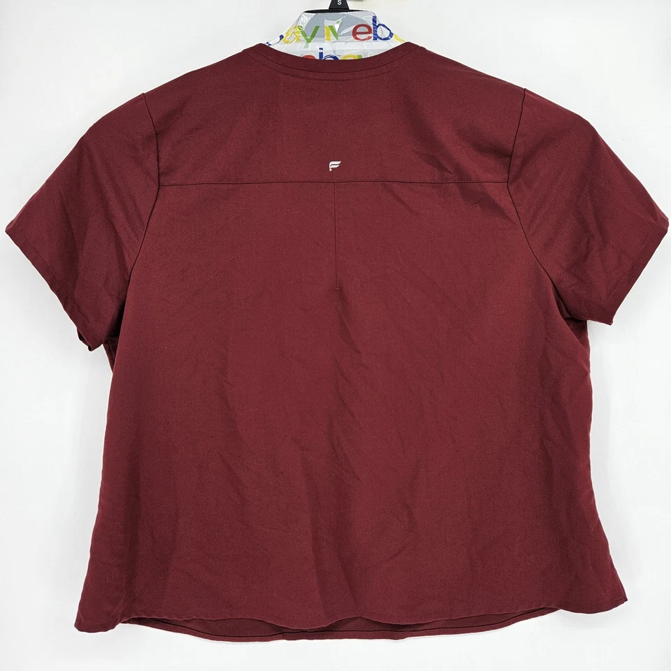 Fabletics Scrub Top Womens 4X Method 2 Pockets Uniforms Healthcare Maroon - Image 3 of 4