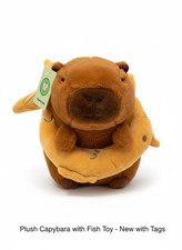 Capybara Plush Pillow with Fish Ring Lifesaver 7.5in Stuffed Animal Toys Gifts