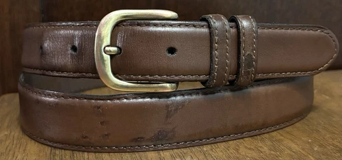 Ceinture vintage Christian Dior marron pleine fleur en cuir taille 40 larg 1/8" GUC