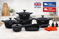 16 Pieces Kitchen Pots & Pans Set Nonstick Cookware Set Granite Coated with Lids