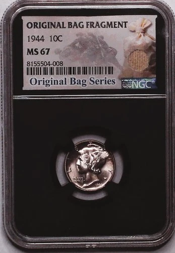 1944 10c Mercury Dime - NGC MS 67 Original Bag Fragment Black Core