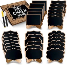 Mini Chalkboard Signs for Food Labels- 30 Pack Small Wooden Framed Blackboard fo