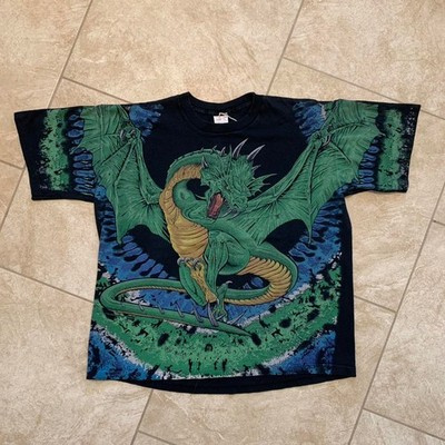 Vintage Thunder Dragon AOP Black T-shirt