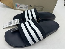 Adidas Adilette Comfort Slide Unisex Black White Stripe Slip On Casual - M12/W13