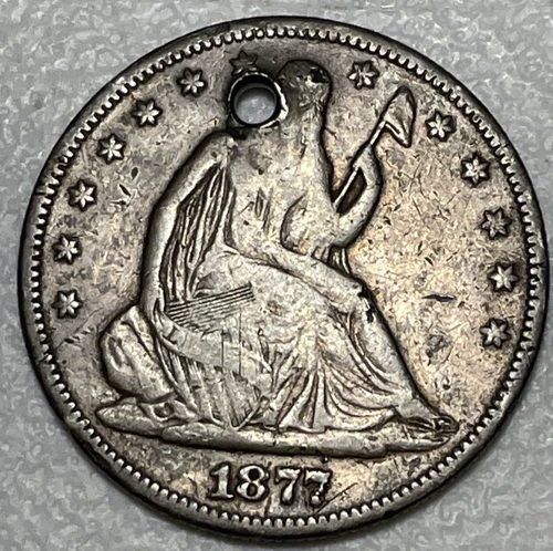 1877 Seated Liberty Half Dollar With Hole