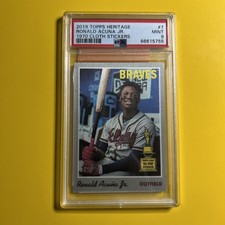 🐶 2019 Topps Heritage Ronald Acuna Jr. 1970 Cloth Stickers #7 PSA 9