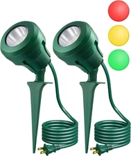 Christmas 120V Spotlight Outdoor, 5 Extra Color Lenses, 4.8W Waterproof LED Outd